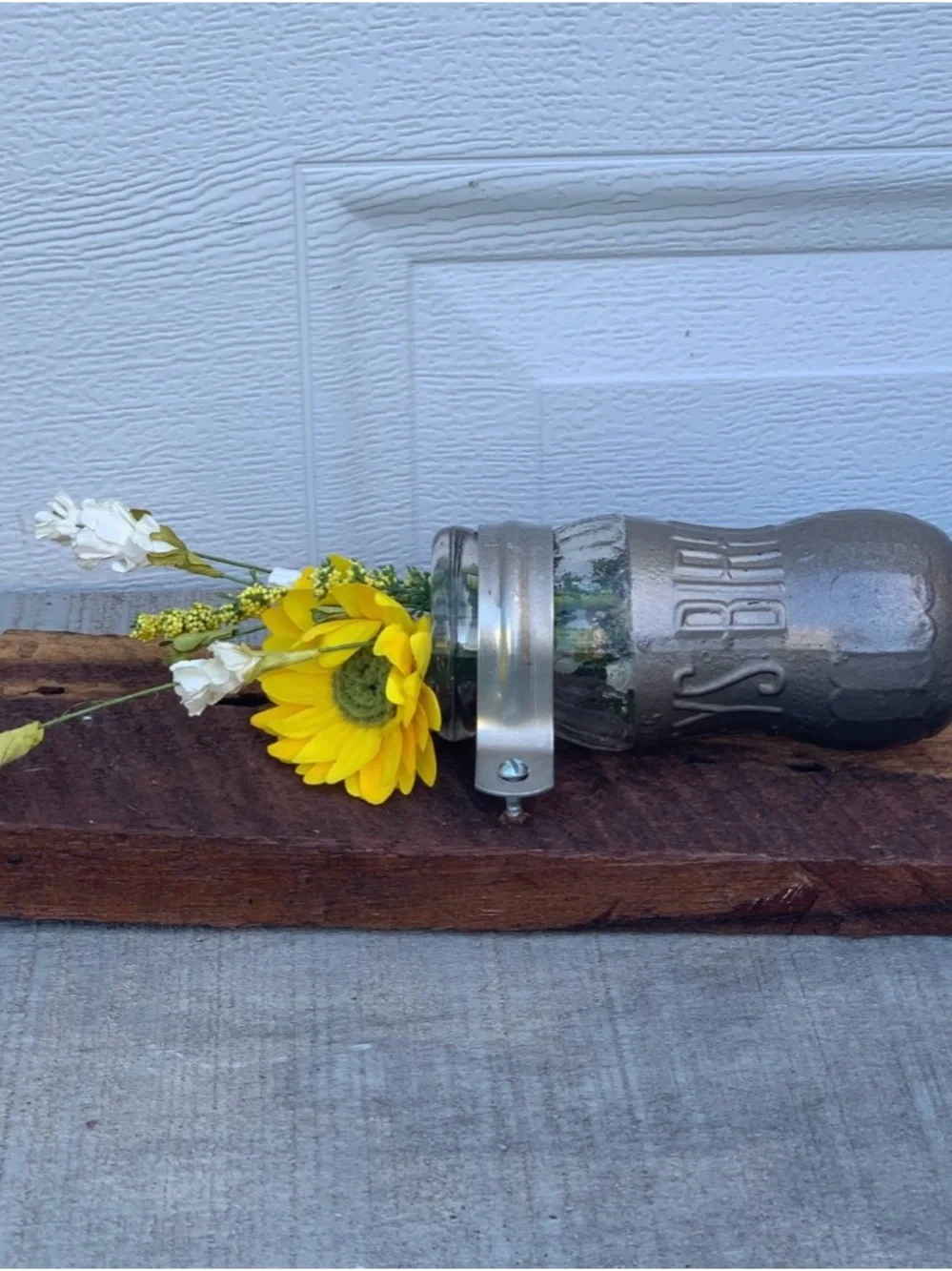 Vintage Bireleys Soda Bottle Wall Vase Rustic Live Edge Reclaimed Wood Sconce